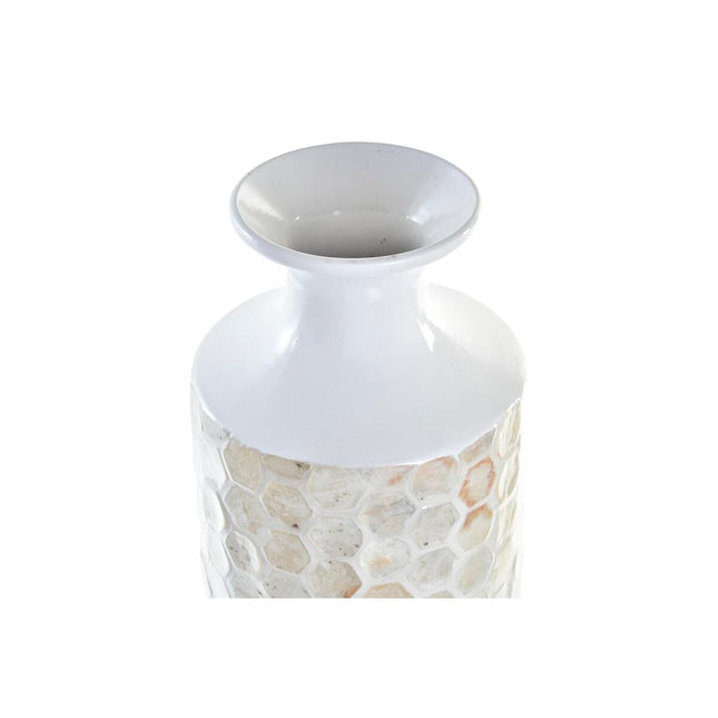 Vase DKD Home Decor Mosaik Beige Weiß Perlmutt Bambus (14 x 14 x 63 cm)