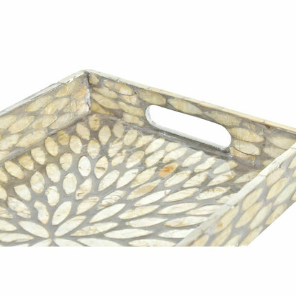 Tablett für Snacks DKD Home Decor Mosaik Grau Perlmutt 30 x 20 x 4 cm Boho