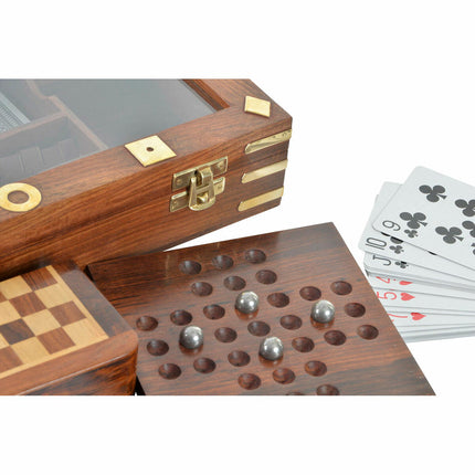 Tischspiel DKD Home Decor Kristall Messing Rosenholz (29.5 x 14.5 x 6 cm) (2 x 2 x 2 cm) (12,5 x 12,5 x 1 cm) (2,5 x 5 x 1 cm) (