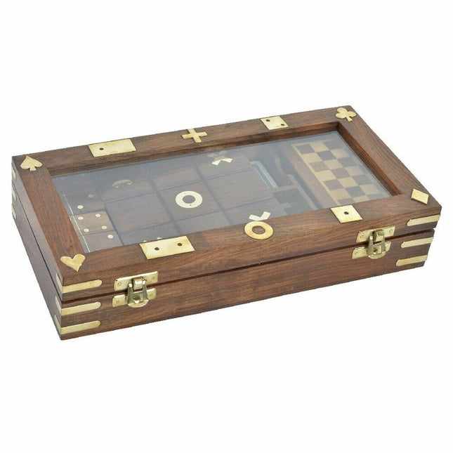 Tischspiel DKD Home Decor Kristall Messing Rosenholz (29.5 x 14.5 x 6 cm) (2 x 2 x 2 cm) (12,5 x 12,5 x 1 cm) (2,5 x 5 x 1 cm) (