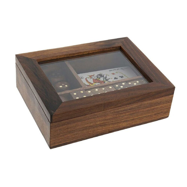 Tischspiel DKD Home Decor Sheesham 16,5 x 14 x 4 cm Dunkelbraun 4 Stücke
