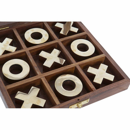 Tic Tac Toe DKD Home Decor 18 x 18 x 3,5 cm Gold Dunkelbraun