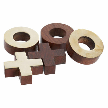 Tic Tac Toe DKD Home Decor 18 x 18 x 3,5 cm Gold Dunkelbraun