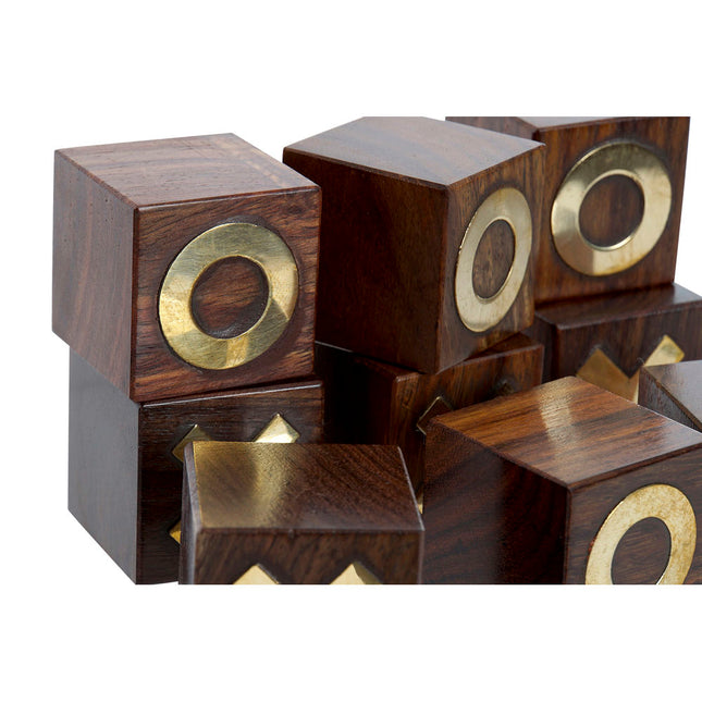 Tic Tac Toe DKD Home Decor 18 x 18 x 3,5 cm Gold Dunkelbraun