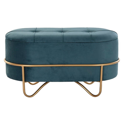 Hocker DKD Home Decor 8424001850914 Schaum Blau Gold Metall Holz MDF (72 x 39 x 38 cm)