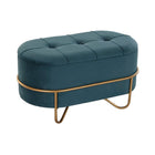 Hocker DKD Home Decor 8424001850914 Schaum Blau Gold Metall Holz MDF (72 x 39 x 38 cm)