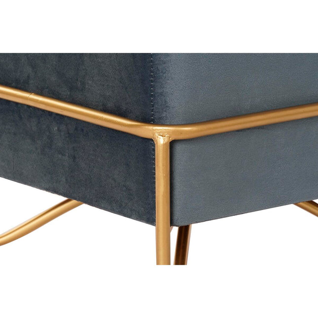Hocker DKD Home Decor 8424001850921 Schaum Blau Gold Metall Holz MDF (42 x 42 x 38 cm)
