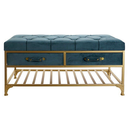 Hocker DKD Home Decor 8424001850952 Blau Bunt Gold Metall 100 x 48 x 48,5 cm