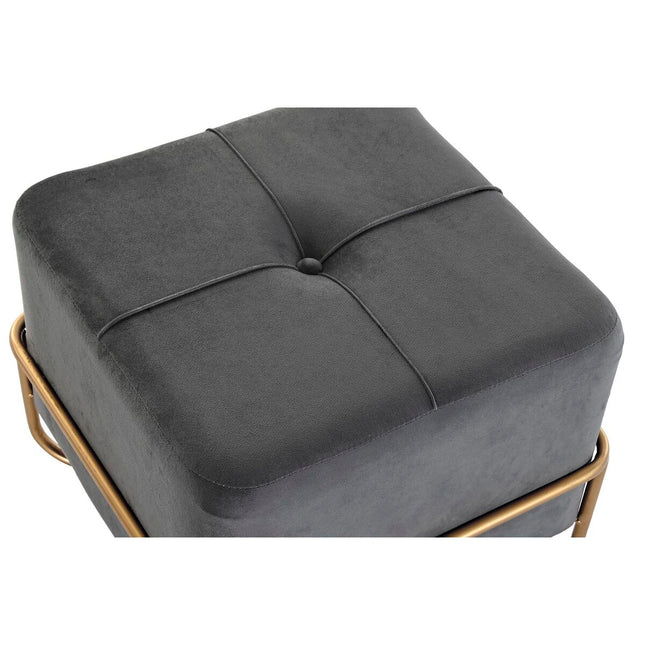 Hocker DKD Home Decor 8424001851065 42 x 42 x 38 cm Schaum Grau Gold Metall Holz MDF