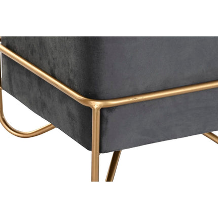 Hocker DKD Home Decor 8424001851065 42 x 42 x 38 cm Schaum Grau Gold Metall Holz MDF