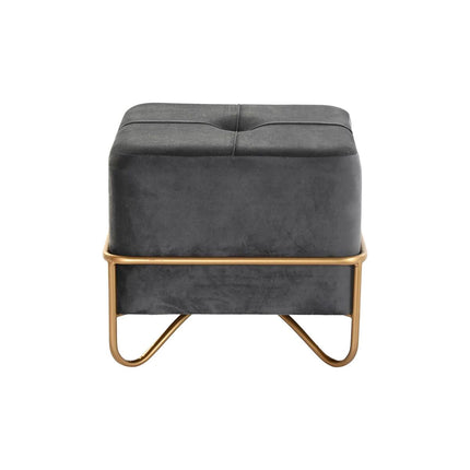 Hocker DKD Home Decor 8424001851065 42 x 42 x 38 cm Schaum Grau Gold Metall Holz MDF
