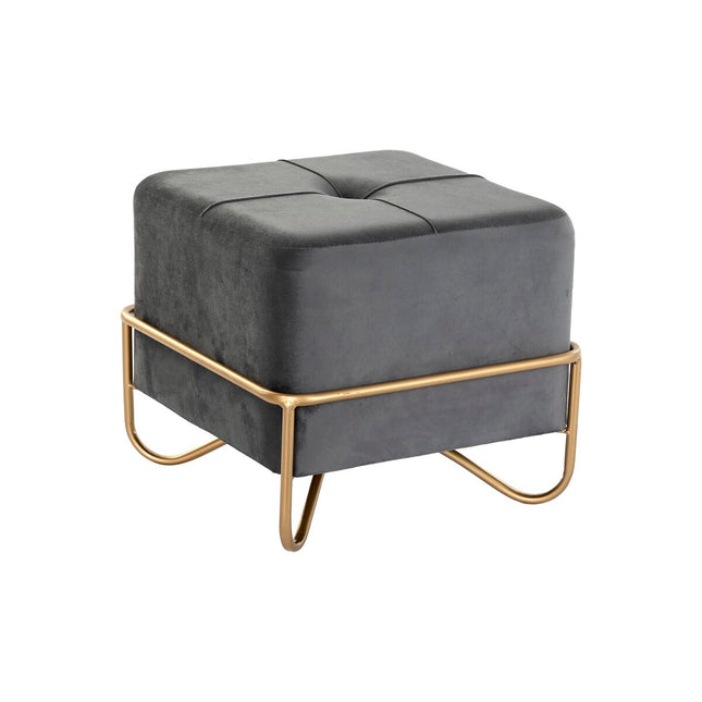 Hocker DKD Home Decor 8424001851065 42 x 42 x 38 cm Schaum Grau Gold Metall Holz MDF