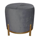 Fußstütze DKD Home Decor 8424001851072 Schaum Grau Gold Metall Samt Holz MDF (38 x 38 x 33 cm)