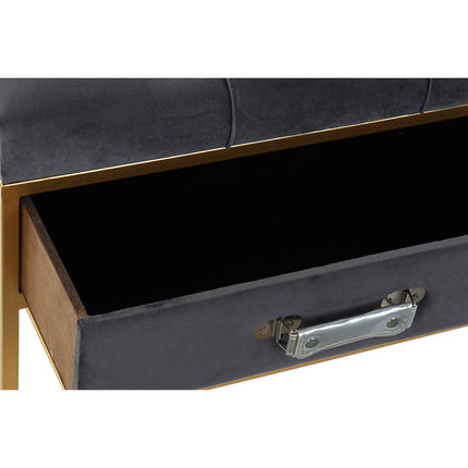 Barhocker DKD Home Decor   Grau Golden Metall Polyester Samt (10 cm) (100 x 48 x 48 cm)