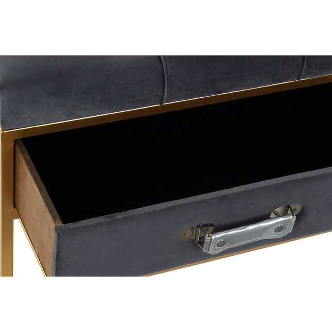 Barhocker DKD Home Decor   Grau Golden Metall Polyester Samt (10 cm) (100 x 48 x 48 cm)