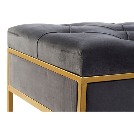 Barhocker DKD Home Decor   Grau Golden Metall Polyester Samt (10 cm) (100 x 48 x 48 cm)