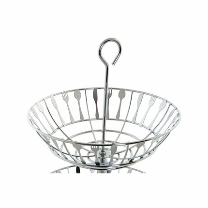 Obstschale DKD Home Decor Silberfarben Metall 28 x 28 x 40 cm
