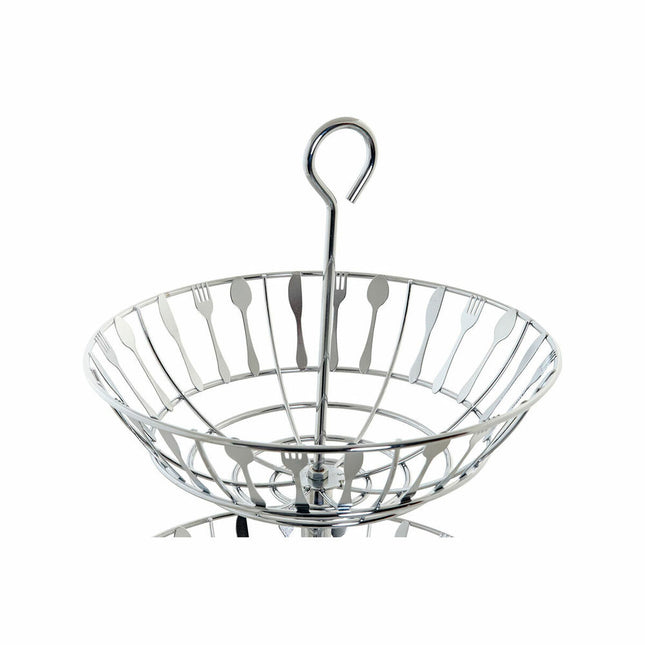 Obstschale DKD Home Decor Silberfarben Metall 28 x 28 x 40 cm