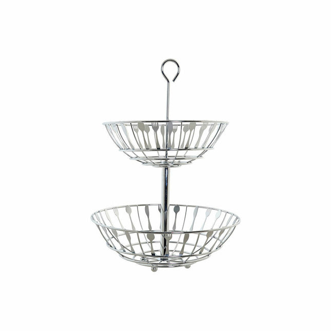 Obstschale DKD Home Decor Silberfarben Metall 28 x 28 x 40 cm