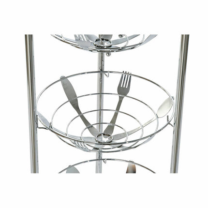Obstschale DKD Home Decor 28 x 28 x 95 cm Silberfarben Rostfreies Chrom-Metall
