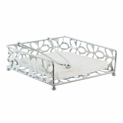 Serviettenring DKD Home Decor Margerite 18 x 19 x 6 cm Silberfarben Metall