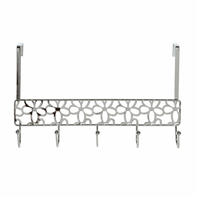 Jackenaufhänger für Türen DKD Home Decor 32 x 10 x 19 cm Silberfarben Metall Blomster