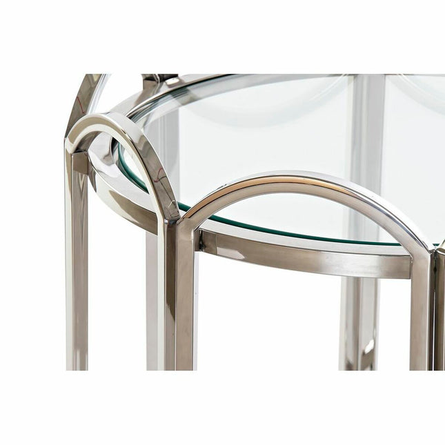 Beistelltisch DKD Home Decor Kristall Silberfarben Metall (55 x 55 x 55 cm)