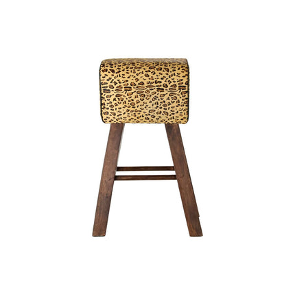 Hocker DKD Home Decor Schwarz Holz Braun Haut (43 x 35 x 75 cm)