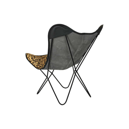 Stuhl DKD Home Decor Schwarz Metall Braun Haut (73 x 70 x 93 cm)