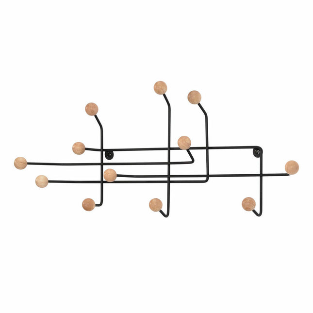 Wandgarderobe DKD Home Decor 58 x 8 x 23 cm natürlich Schwarz Stahl Loft