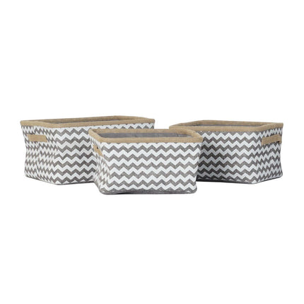 Korb-Set DKD Home Decor Polyester Jute Zick-Zack Boho (3 pcs)