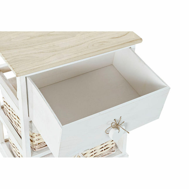 Schubladenschrank DKD Home Decor natürlich Weiß korb Paulonia-Holz (40 x 29 x 58,5 cm)