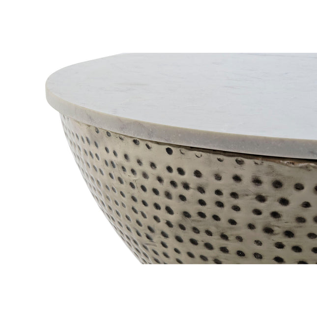 Beistelltisch DKD Home Decor Stahl Silber Weiß Marmor (71 x 71 x 33 cm)