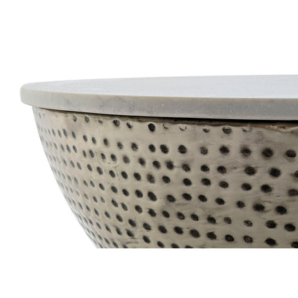 Beistelltisch DKD Home Decor Stahl Silber Weiß Marmor (71 x 71 x 33 cm)