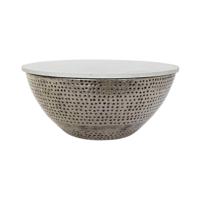 Beistelltisch DKD Home Decor Stahl Silber Weiß Marmor (71 x 71 x 33 cm)