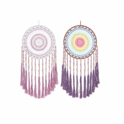 Traumfänger DKD Home Decor 8424001858286 32 x 2 x 85 cm Rosa Lila Randbereich Boho (2 Stück)