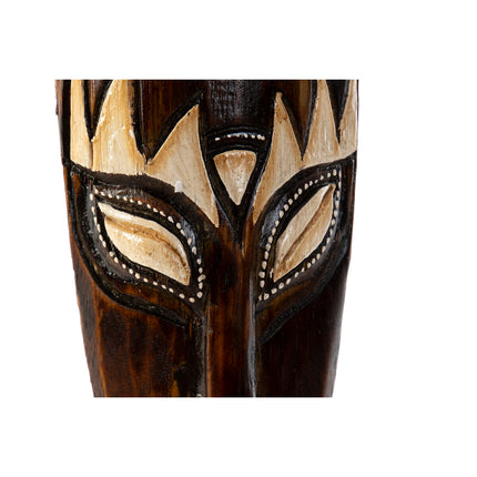 Wanddekoration DKD Home Decor 11 x 4 x 50 cm Beige Kolonial Dunkelbraun Maske Tribal (4 Stücke)