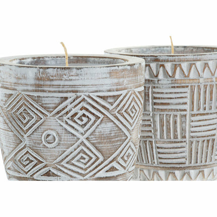 Kerze DKD Home Decor Holz Wachs (15 x 15 x 15 cm) (2 Stück)