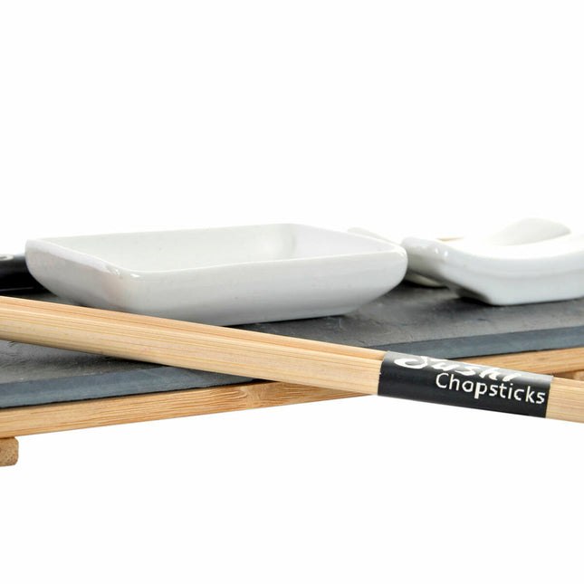 Sushi-Set DKD Home Decor 30 x 10 x 3,5 cm natürlich Schwarz Braun Tafel (9 Stücke) (30 x 10 x 3,5 cm)