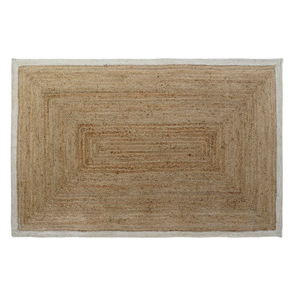 Teppich DKD Home Decor Scandi Polyester Baumwolle Weiß Hellbraun Jute 120 x 180 x 1 cm