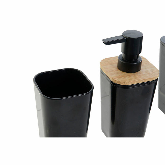 Badezimmer Set DKD Home Decor natürlich Schwarz Aluminium Bambus PS (11,5 x 11,5 x 38 cm)