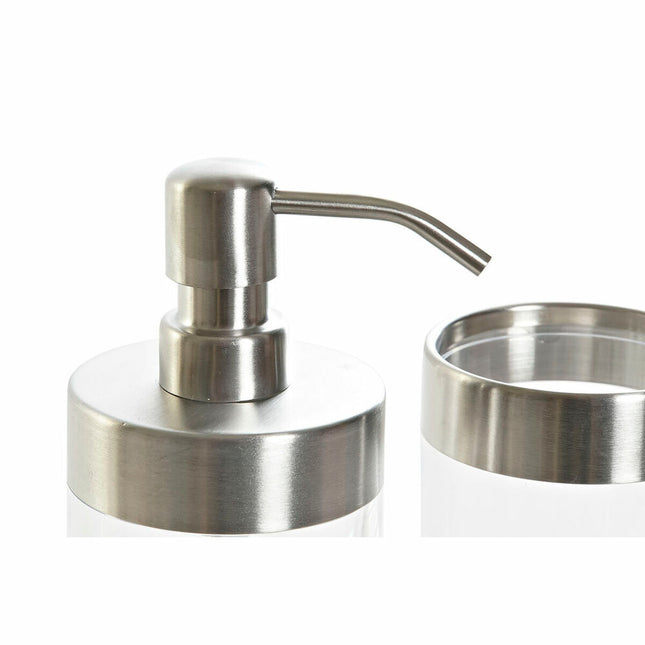 Badezimmer Set DKD Home Decor Silberfarben Durchsichtig Aluminium PS (10 x 7,5 x 16,5 cm)