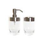 Badezimmer Set DKD Home Decor Silberfarben Durchsichtig Aluminium PS (10 x 7,5 x 16,5 cm)
