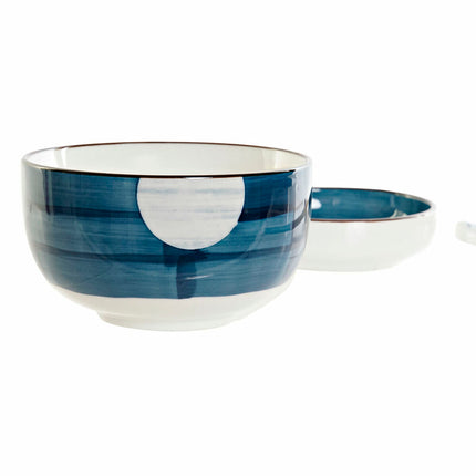 Sushi-Set DKD Home Decor 34 x 29,5 x 7,3 cm Porzellan Blau Weiß Orientalisch (34 x 29,5 x 7,3 cm)
