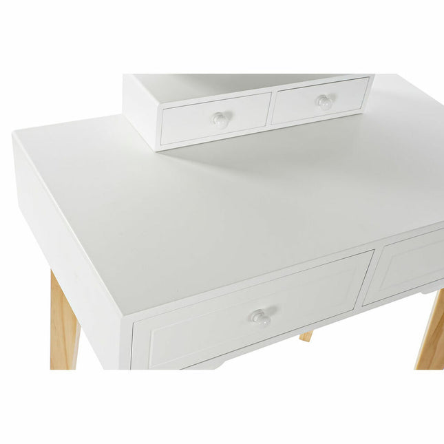 Schminktisch DKD Home Decor Spiegel natürlich Weiß Holz MDF (75 x 40 x 129 cm)