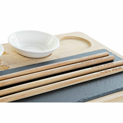 Sushi-Set DKD Home Decor PC-186227 28,5 x 18,5 x 2,6 cm natürlich Schwarz Tafel Weiß Orientalisch (9 Stücke) (28,5 x 18,5 x 2,6