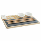 Sushi-Set DKD Home Decor PC-186227 28,5 x 18,5 x 2,6 cm natürlich Schwarz Tafel Weiß Orientalisch (9 Stücke) (28,5 x 18,5 x 2,6