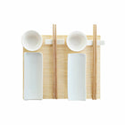 Sushi-Set DKD Home Decor 28,5 x 19,5 x 3,3 cm natürlich Weiß Steingut Orientalisch (9 Stücke) (28,5 x 19,5 x 3,3 cm)