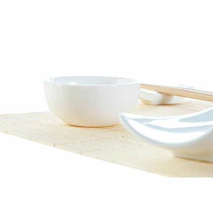 Sushi-Set DKD Home Decor 28,5 x 19,5 x 3,3 cm natürlich Weiß Steingut Orientalisch (9 Stücke) (28,5 x 19,5 x 3,3 cm)