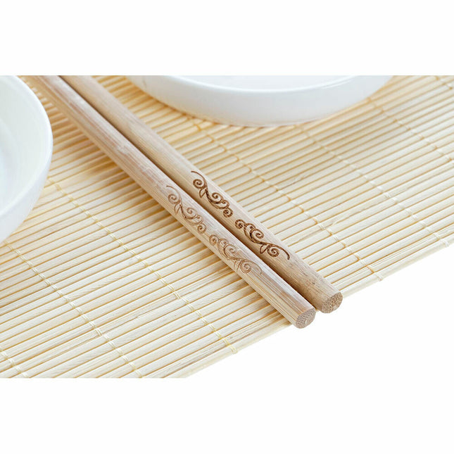 Sushi-Set DKD Home Decor 28,8 x 19,8 x 3 cm natürlich Weiß Steingut Orientalisch (28,8 x 19,8 x 3 cm)